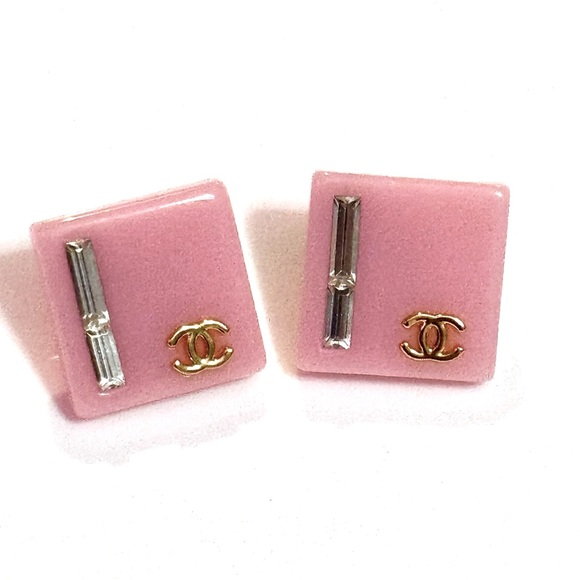 Pink Chanel Square Earrings - Picture 5 of 5
